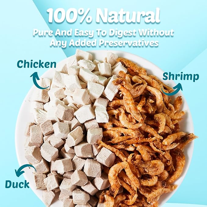 Turtle Food - Natural Freeze-Dried Chicken, Duck and Antarctic Krill – 3 in 1 Premium Treats for Reptiles, Cats & Dogs – Human-Grade Real Meat