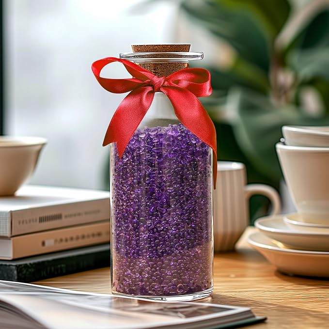 T4U Fish Tank Gravel 2 LB, Tumbled Small Rocks for Aquarium, Glass Beads for Vases, Succulent Rocks for Plants, Aquarium Gravel Decorative Pebbles for Terrarium Crafts Vase Filler, Purple