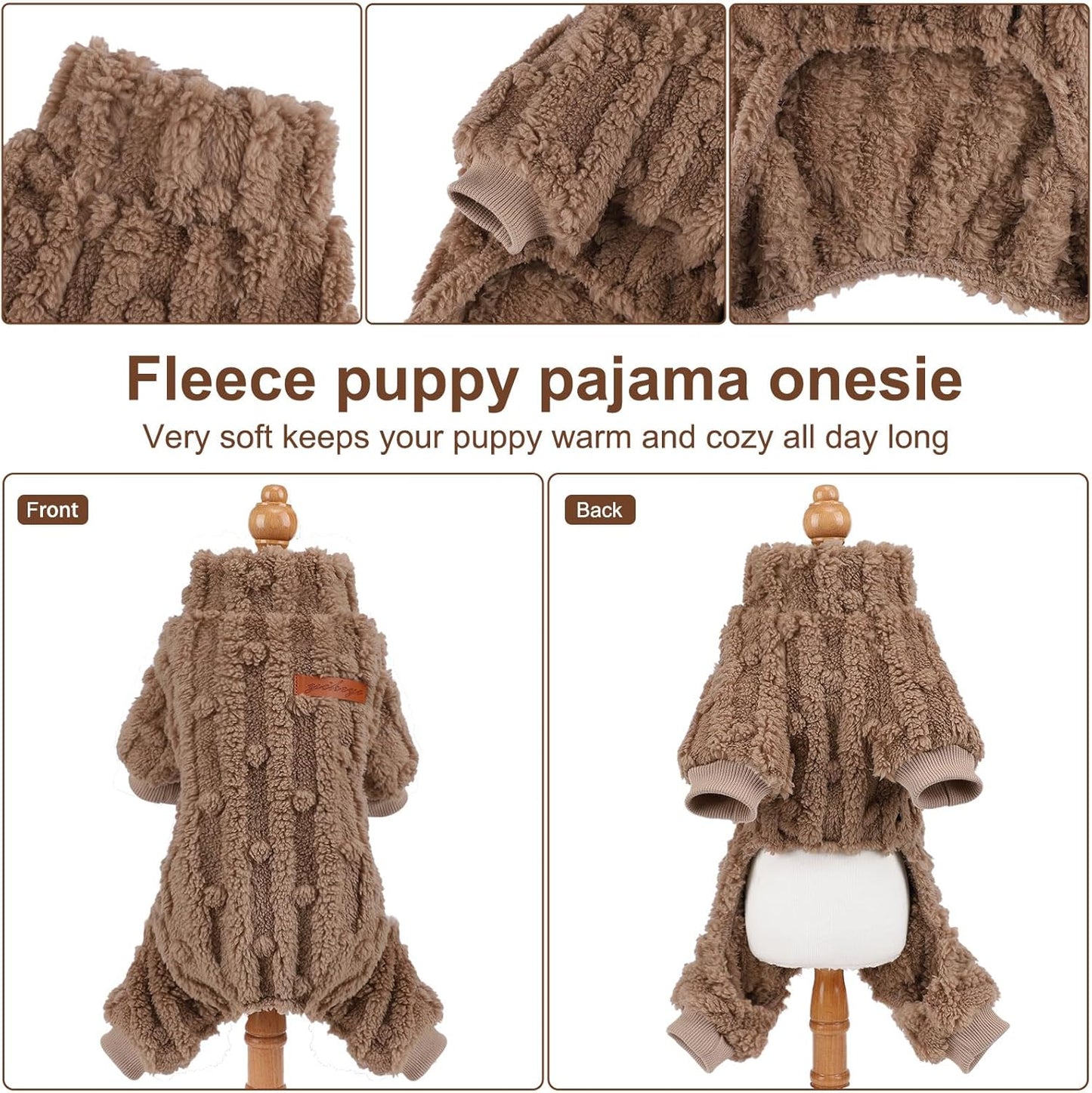 Dog Sweater for Small Dogs, XXS Dog Sweaters Turtleneck Doggie Pajamas Jumpsuits, Small Doggy Clothes Girl Boy, Cold Weather Puppy Onesie Outfits Yorkie Chihuahua Apparel,Khaki, XXS