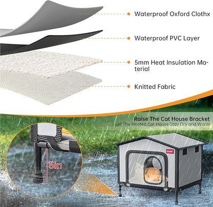 SOVPAI Outdoor cat House, Waterproof cat House for Stray Pets, Suitable for Outdoor/Indoor Cats, Easy to Assemble and Clean, Suitable for Multiple Pets and Large Cats (Red, M 19 * 13 * 14.8