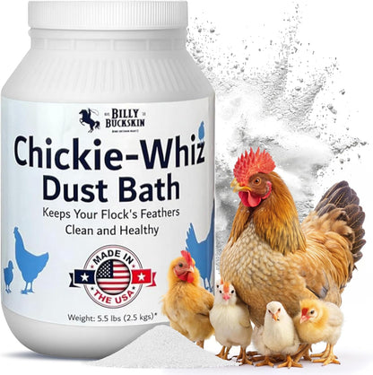 5.5lb Chickie-Whiz Chicken Dust Bath - Made in USA - All Natural Volcanic Ash Dust Bath for Chickens - Healthier Eggs & Feathers - Chicken Coop Accessories for Farms by Billy Buckskin Co.