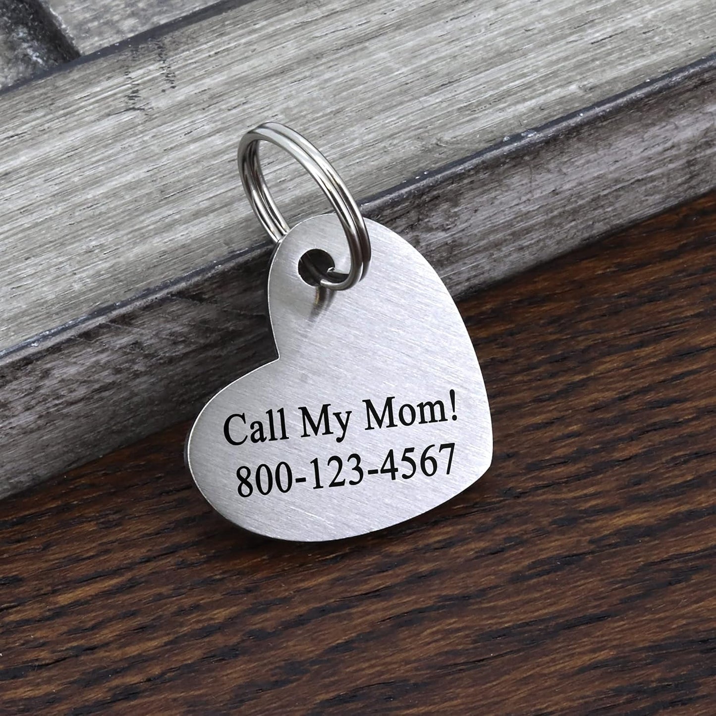 Ultra Joys Cat ID Tag Personalized Pet Tags, Durable Stainless Steel Small Pet Mini Dog Cat Tag Lightweight -Heart Tag in Silver