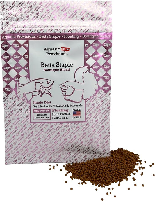 Betta Staple Fish Food, 0.35 oz (10g) Floating 1mm High Protein Pellets