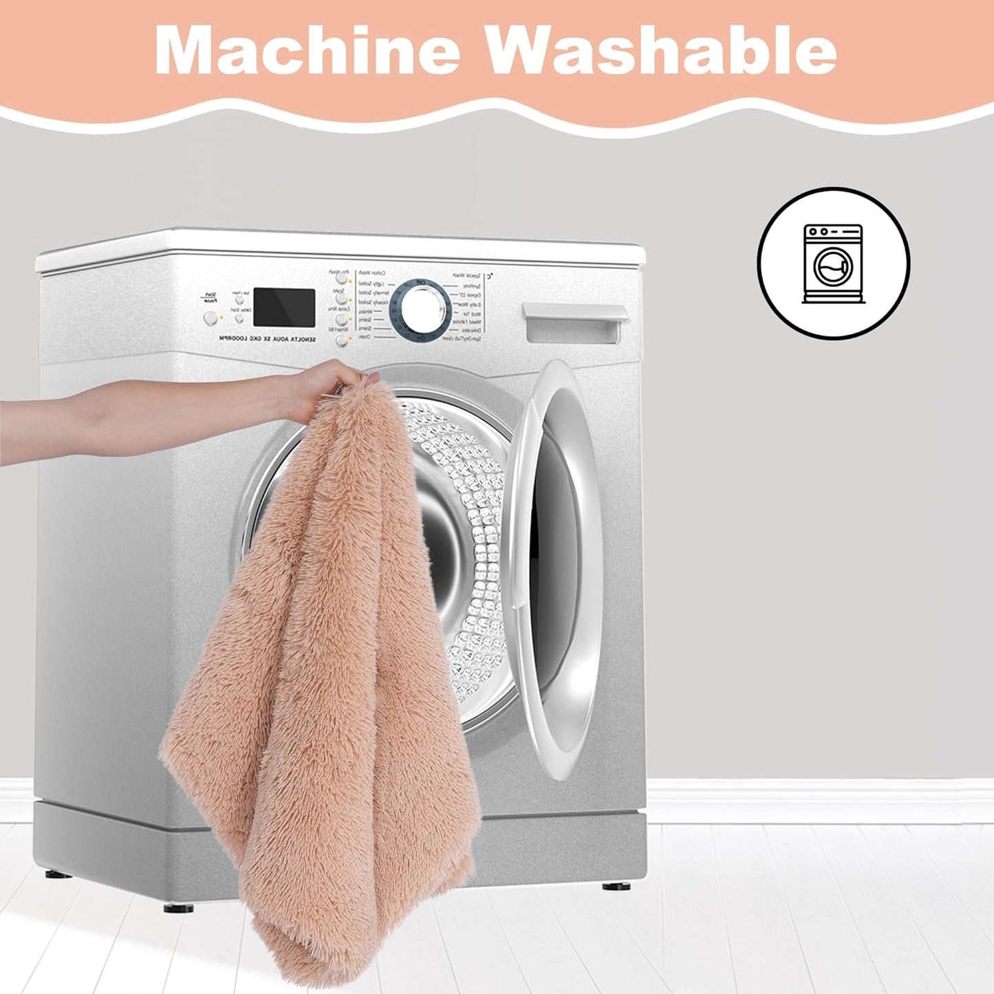 Bedfolks Plush Waterproof Dog Crate Bed, Removable Washable Cover, Faux Fur, Fluffy Kennel Bed 17"x12", Camel