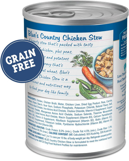 Blue Buffalo Blue's Stew Grain Free Natural Adult Wet Dog Food, Chicken Stew 12.5 oz cans (Pack of 12)