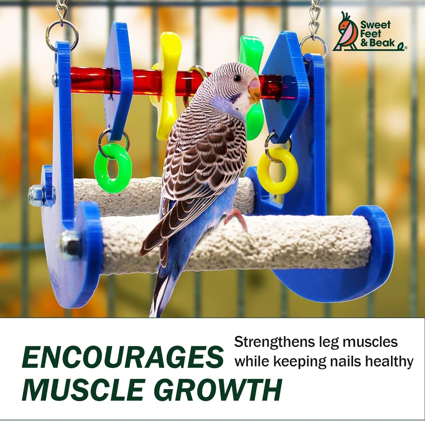 Sweet Feet and Beak Tweeter Totter - Perfect Cage Toy Stimulates Visual and Physical Activity - Safe, Non-Toxic, Cage Accessories for Small Birds