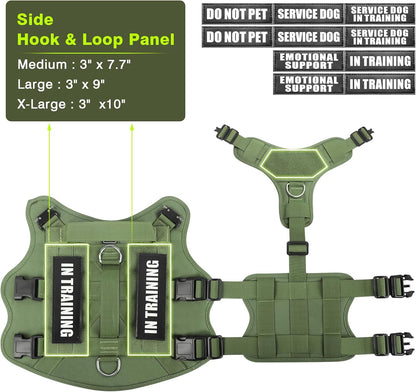 WINSEE Service Dog Vest Harness for Large Dog, Tactical Working MOLLE Vest with 10 Pet Patches, No Pull Heavy Duty Harness for Training Walking