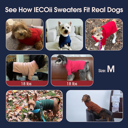 IECOii Dachshund Sweater,Turtleneck Dog Sweater for Small Medium Dogs Girl,Stretchy & Breathable,Warm Knitted Pullover Coat,High Neck Knitwear for Cold Weather Indoor & Outdoor Wear (Peacock Blue,M)