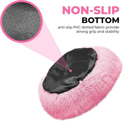 Whiskers & Friends Cat Beds for Indoor Cats Washable, Orthopedic Soft Fluffy Round Calming Pet Bed for Small to Large Kitty Kittens & Dogs, Small Dog Beds & Furniture
