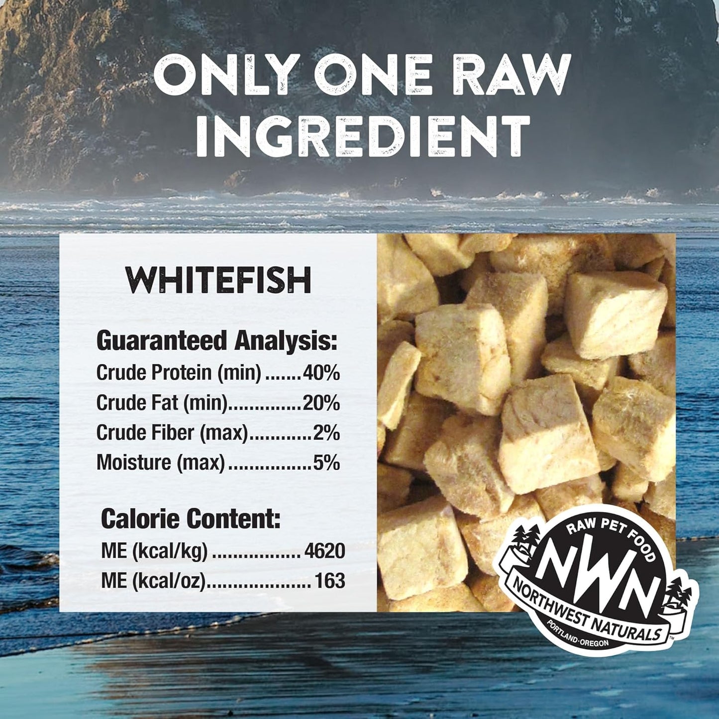 Northwest Naturals Raw Rewards Freeze-Dried Whitefish Treats for Dogs and Cats - Bite-Sized Pieces - Healthy, 1 Ingredient, Human Grade Pet Food, All Natural, Proudly Made in USA, 2.5 Oz