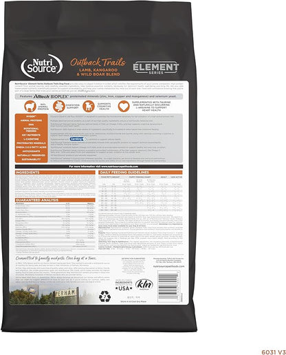 NutriSource Element Series Outback Trails Dry Dog Food, Lamb, Kangaroo and Wild Board, 24LB