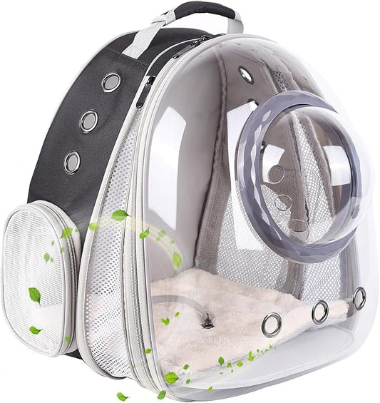 Cat Backpack Carrier, Space Capsule Astronaut Clear Bubble Front Extension to Carry Transport Cat Small Puppy Bunny, 20 Pounds Cat Bookbag