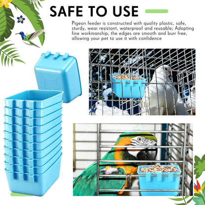 Maxdot 20 Pcs Cage Cups Chicken Feeder Waterer 16 oz Birds Feeders Hanging Bunny Cage Chicken Water Bowl for Pet Parrot Rooster Parakeet Gamefowl Poultry Pigeon Wire Hutch(Light Blue)