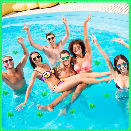 Lenwen 100 Pcs Rubber Crocodile Bath Toy Bulk Mini Alligator Toys Crocodile Bathtub Toys Float Squeak Toys for Summer Pool Parties Halloween Christmas Party Birthday Decoration, 2.8 x 1.3 x 1.3 Inch