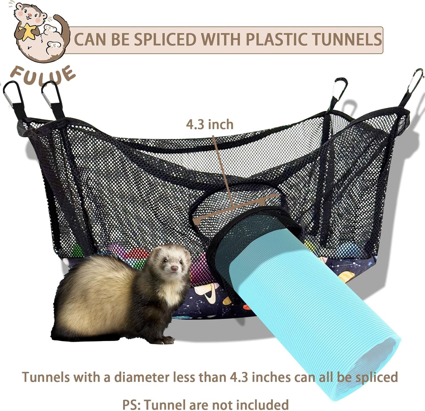 Ferret Ball Pit Hammock,Ferret Hammock Playpen Toy Box Cube for Cage Compatible with Tunnel System(Ball Not Included)