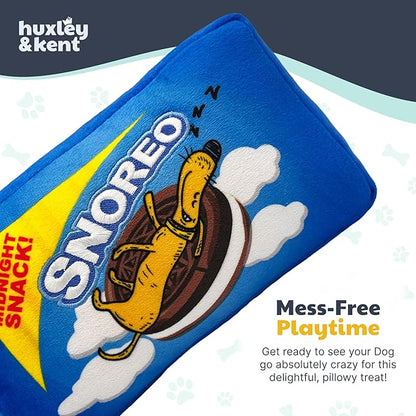 Huxley & Kent Funny Dog Toy w/Squeaker – Power Plush Squeaky Dog Toys for Small, Medium & Large Dogs – Soft Stuffed Animal for Indoor Play & Fetch - Snoreo Cookies, Large