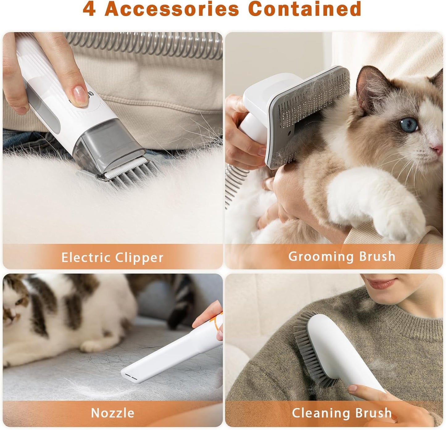 Dog Grooming Vacuum Kit, All-in-One Pet Grooming Vacuum with Pet Clippers, Low Noise Dog Hair Vacuums with 1.5L Dust Cup, Dogs deshedding Vacuums Brush for Dogs Cats