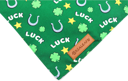 Realeaf St. Patrick's Day Dog Bandanas 2 Pack, Reversible Green Dog Scarf for Boy and Girl, Premium Durable Fabric, Holiday Bandana for Small and Medium Dogs Cats Pets (Small)