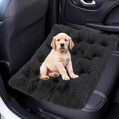 Fluffy Small Dog Bed, Washable Warm Winter Heated Calming Dog Crate Bed for Small Size Dogs, Supportive Plush Crate Pad for Dogs(18 * 12", Dark Grey).