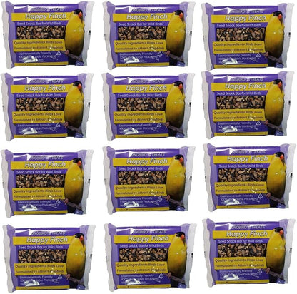 Songbird Treats Seed Bars | 12 Pack of 8 oz Bird Seed Cakes for Wild Birds (Happy Finch)