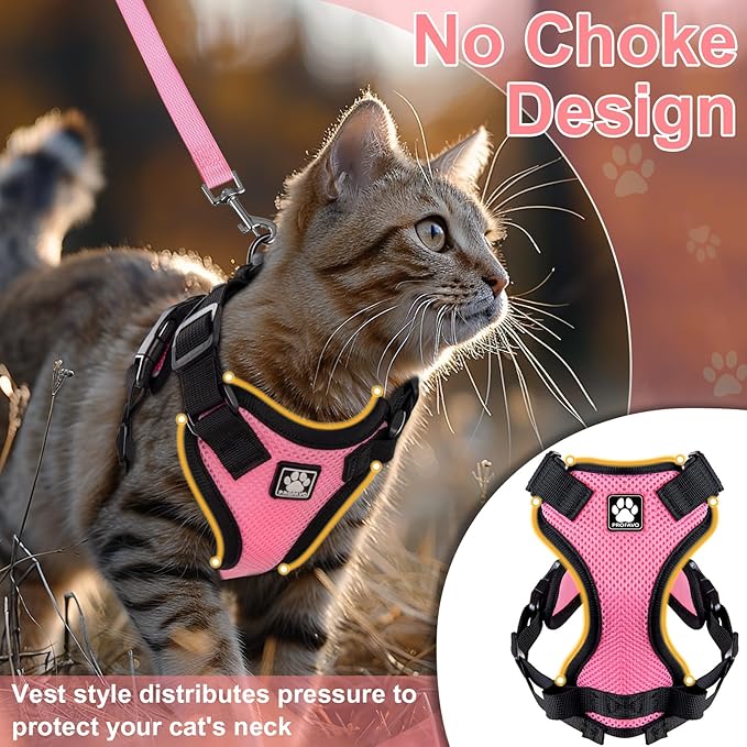 Cat Harness and Leash for Walking,Airtag Cat Harness and Leash Set with Integrated Hidden type Air Tag Holder,Escape Proof Reflective Adjustable Vest Harnesses with Apple Air Tag Case for Cats,Puppies