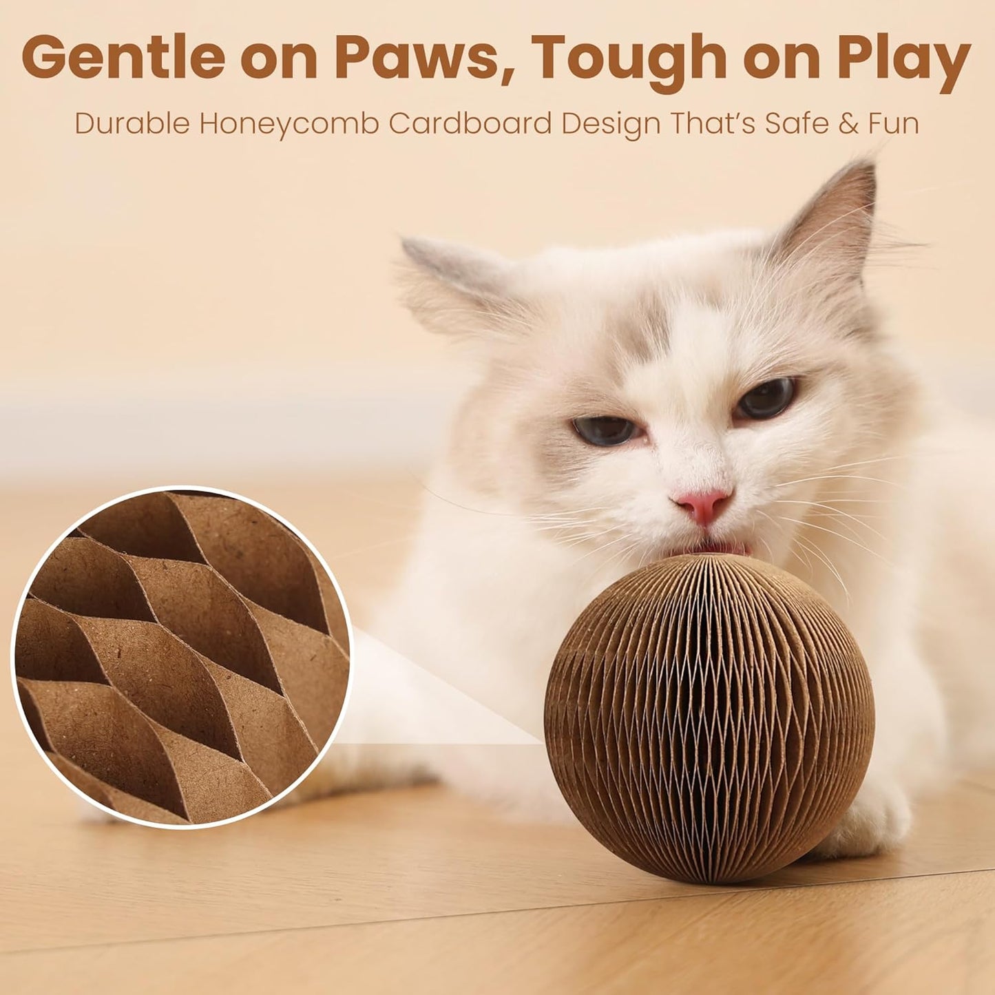 6-Pack Cardboard Cat Ball Toy with Bell – Interactive Cat Toy for Chasing, Batting, and Exercise – Durable & Irresistible Fun for Cats