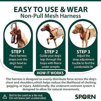 Sporn No Pull Dog Harness for Small-Sized Dogs - Red Mesh, Heavy Duty Nylon, Breathable, Lightweight, Adjustable, Padded, Soft & Easy, Anti-Pull & Anti-Rub Body Halter, Small Dog Harness for Puppies