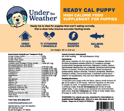 Under the Weather Pet | Ready Cal for Puppies 80cc | High Calorie Puppy Nutritional Supplement | Puppy Weight Gainer and High Calorie Booster | 10 Vitamins, 7 Minerals & Omega Fatty Acids