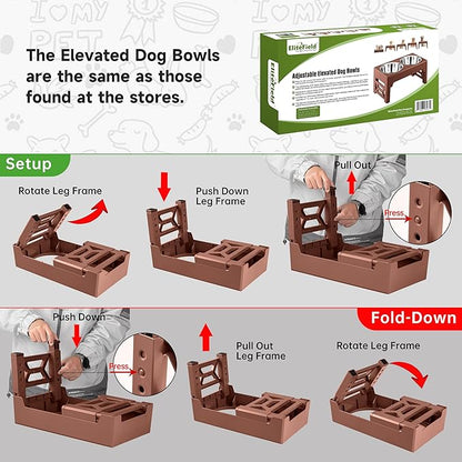 EliteField Elevated Dog Bowls (2-Year Warranty), Two 58 oz Stainless Steel Food Bowls, 5 Adjustable Raised Heights (4", 9.5", 10.5", 11.5", 12.75") Suitable for Dogs of All Ages, Small to Large Sizes