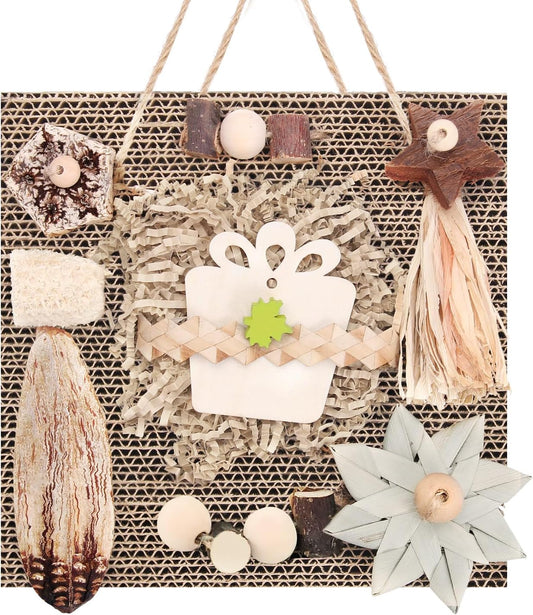 Kyouki Bird Toys, Parakeet Toys, Parrot Toy, Conure Hanging Chewable Cardboard Foraging Toys Suitable for Budgies, Cockatiels, Lovebirds, Sun Conures - and Other Small/Medium Parrots (Large)