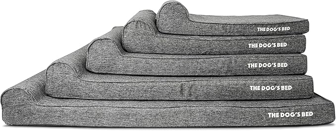 The Dog’s Bed Orthopedic Headrest Dog Bed, Large Grey Linen, Memory Foam, Pain Relief for Arthritis, Hip & Elbow Dysplasia, Post Surgery, Lameness, Waterproof Washable Cover