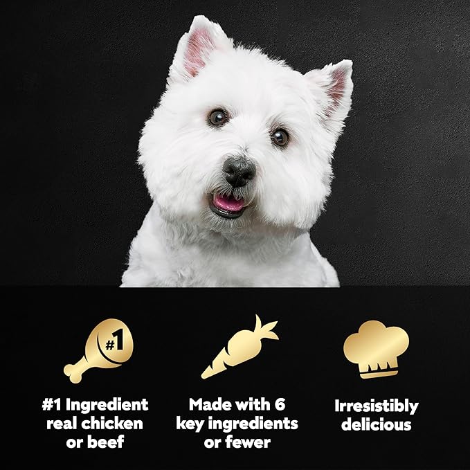 Cesar Simply Crafted Adult Wet Dog Food Meal Topper, Chicken Recipes and Beef Recipe Variety Pack, 1.3 oz. Trays (40 Count, Pack of 1)