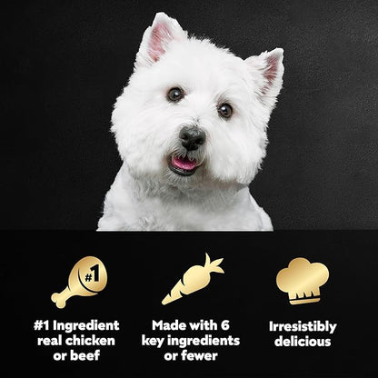 Cesar Simply Crafted Adult Wet Dog Food Meal Topper, Chicken Recipes and Beef Recipe Variety Pack, 1.3 oz. Trays (40 Count, Pack of 1)