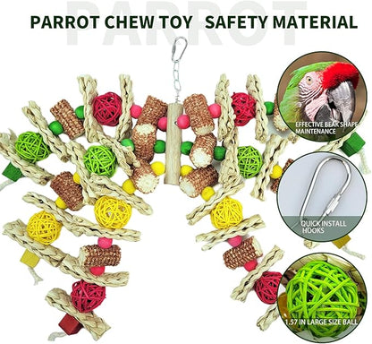 Parrot Toys, Natural Corncob Bird Chew Toys for Small and Medium Macaws, African Grey Parrots, Amazon Parrots Bird Cage