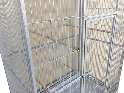 54" Large Wrought Iron Breeding Flight Canary Parakeet Cockatiel Lovebird Finch Cage Side Nesting Doors with Removable Rolling Stand