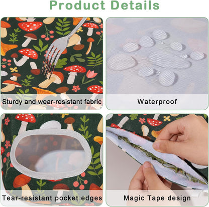 Glittme 2 Pack Guinea Pig Hay Feeder, 11.5x9 Inch Hay Bag for Rabbits, Hanging Hay Holder for Guinea Pigs Cage Hay Feeder for Bunny, Small Pets,Green Mushroom