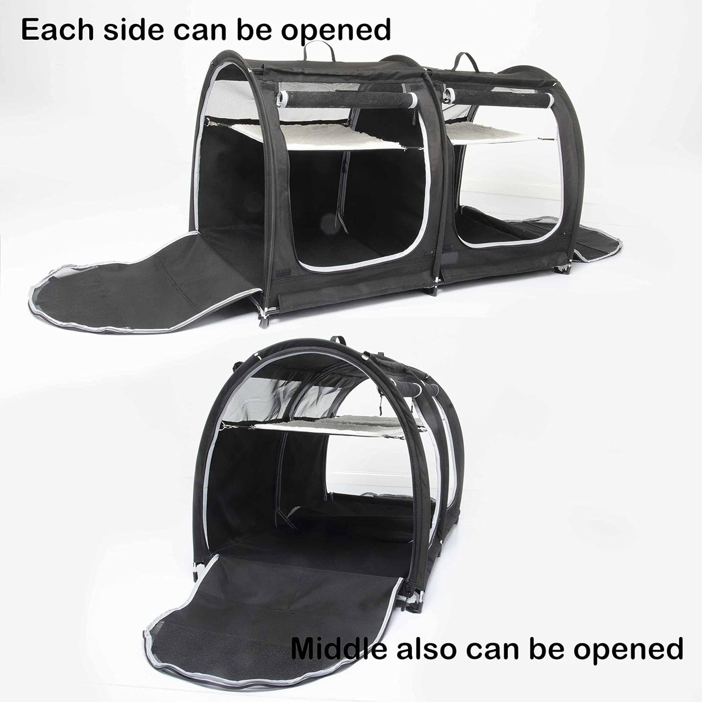 Mispace Portable 2 Pet Carriers for Cats Collapsible Cat Condo for Car Travel Pet Kennel Show Cages with Portable Carry Bag Hammocks Mats and Litter Box