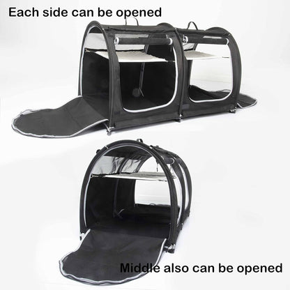 Mispace Portable 2 Pet Carriers for Cats Collapsible Cat Condo for Car Travel Pet Kennel Show Cages with Portable Carry Bag Hammocks Mats and Litter Box