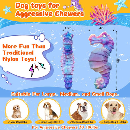Dog Chew Toys for Aggressive Chewers: Squeaky Dog Chew Toys for Large Dogs-Tough Indestructible Toys for Large/Medium/Small Breeds-Interactive Toys with Fun Squeaky Sound for Boredom