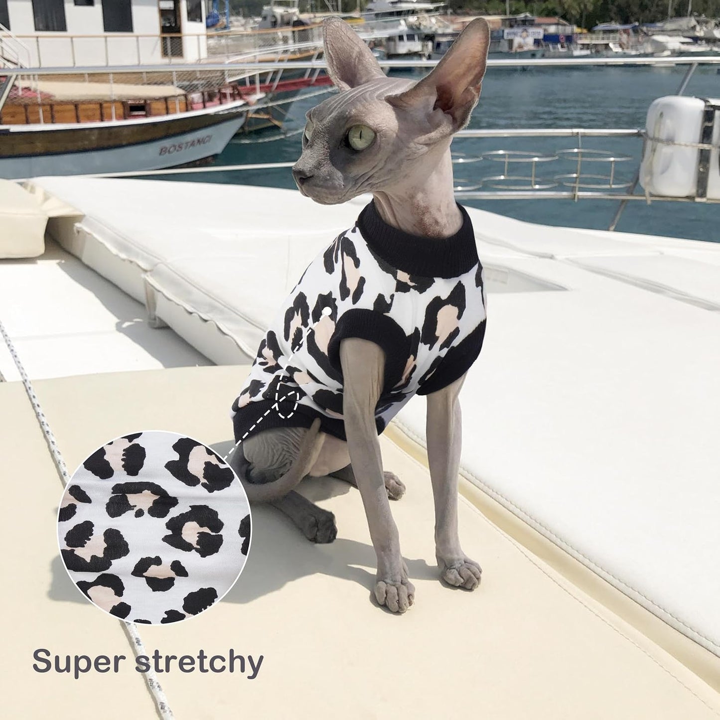 PUMYPOREITY Sphynx Cat Clothes - Stretchy Sweater, Soft Shirt, Pullover Pajamas, Turtleneck for Sphynx, Cornish Rex, Devon Rex - Black, XL