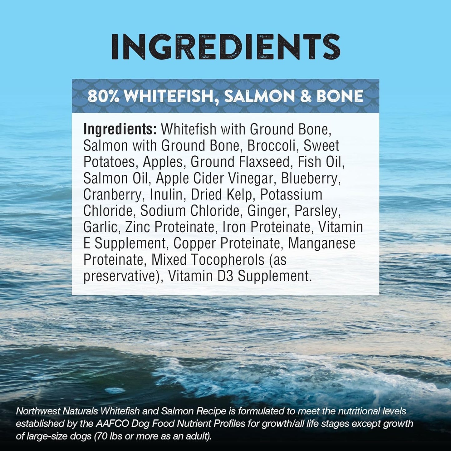 Northwest Naturals Freeze-Dried Whitefish & Salmon Dog Food - Bite-Sized Nuggets - Grain-Free, High-Protein, Raw Diet, Human-Grade Ingredients, All Natural, Omega-3 for Skin & Coat, Made in USA, 25 Oz