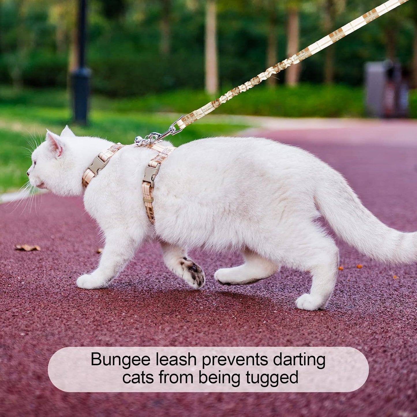 BEAUTYZOO Cat Harness and Leash Set Escape Proof for Walking, Kitten Soft Adjustable Vest Harnesses for Small Medium Large Cats, Easy Control Breathable Plaid Ribbon Nylon for Outdoor Indoor Use