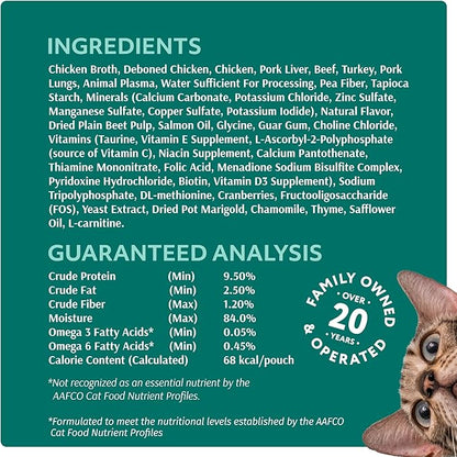 Optimeal Grain-Free Wet Cat Food Pouches – Chicken & Turkey in Savory Gravy, High Protein & Moisture-Rich Tender Morsels, Indoor Adult Cat Wet Food with Natural European Ingredients, 3 oz (Pack of 12)