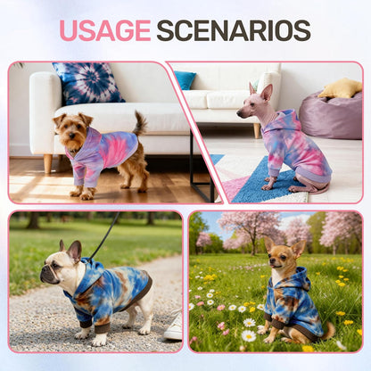 WOYYHO Premium Velvet Tie Dye Dog Hoodie & Sweatshirt - Soft Lightweight Pullover Dog Sweater for Small Medium Dogs, Cozy Dogs Sweater for Puppy Pitbull Dachshund Bulldog Multi Pink Purple XXL