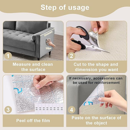 Upgrade Cat Scratch Furniture Protector, Trimmable Adhesive Couch Corner Scratcher Protector from Claws, DIY Cat Proof Sofa Cover Anti-Scratch Furniture Guards for Indoor (Beige, 47.2 * 15.8)