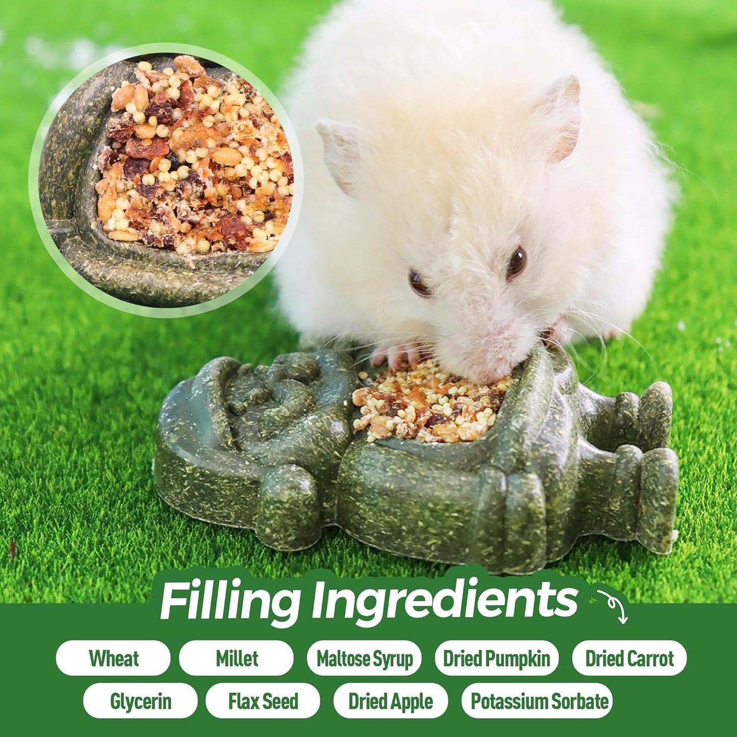 TEEWY Santa Claus Guinea Pig Toys, Natural Vegetables, Fruits and Timothy, Hamster Chew Toys for Teeth, Guinea Pig Toys Enrichment, Small Animal Chew Toys for Chinchilla, Rat, Gerbil, 2PCS