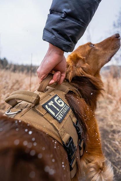 OneTigris Tactical Large Dog Harness, 5X Metal Buckled No Pull Service Dog Harness Vest with Hook & Loop Panels, Military Heavy Duty Dog Vest for Walking Hiking Training