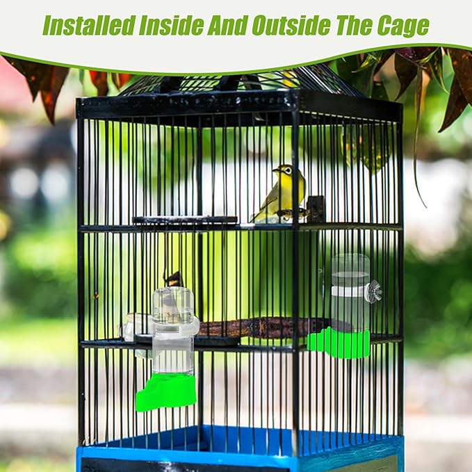 BWOGUE Automatic Bird Water Dispenser, 4.73 Fl Oz Parakeet Water Dispenser for Cage No Mess Suspended Bird Water Feeder for Cockatiel Budgie Conure Lovebirds