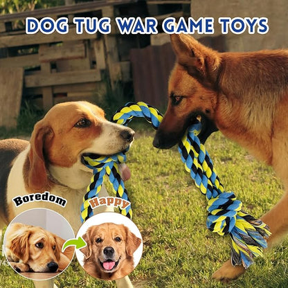 [3 Pack] Dog Rope Toys for Large and Medium Aggressive Chewers, Nearly Indestructible Rope Chew Toys, Heavy Duty 100% Cotton Tug of War Dog Toy for Boredom, Teeth Cleaning