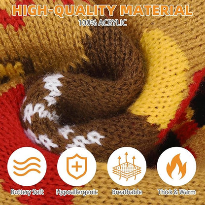 KOOLTAIL Thanksgiving Cat Sweater Turtleneck - Soft Knit Cat Sweaters for Cats Only, Turkey Pattern Thick Warm Winter Cold Weather Pet Clothes for Small Medium Large Kitten Puppy Boys Girls, Brown M